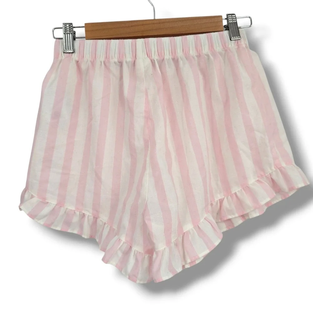 Crewcuts Girls Pink White Striped Ruffle Pajama Shorts Size‎ XL 12-14 Loungewear